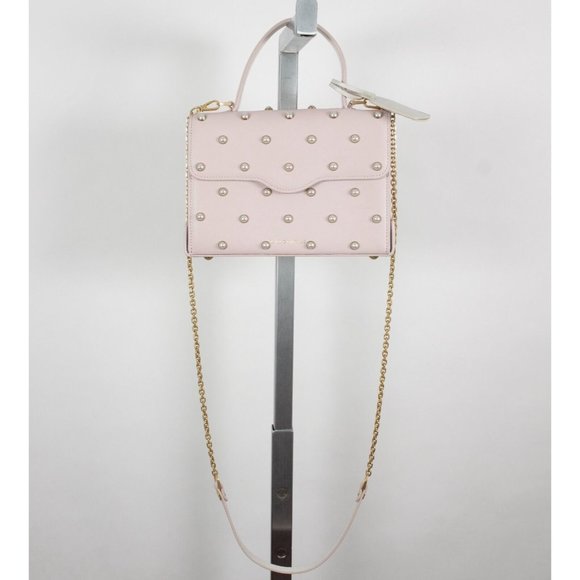 New Lulu Guinness bag pearl leather QUEENIE handbag pink studded - Picture 3 of 13